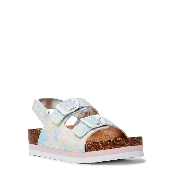 Girls Platform Comfort Cork Adjustable Sandals Size 4 & 5 Classic Dual Strap - Picture 5 of 10